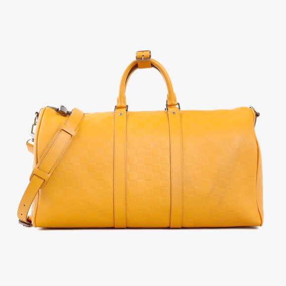 Louis Vuitton Keepall Bandouliere 45 in Damier Infiniti Safran Yellow Leather - Picture 1 of 16